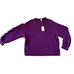 A New Day Women’s Purple Ruffle Sleeve Crew Neck Sweater Size-XLarge NEW w/ Tags